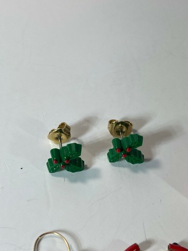 Christmas Earrings, Hoops, Presents, Holly, Ornaments, Hoops and Studs Lot of 6 - Picture 7 of 7