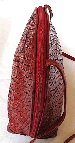 VINTAGE FENDI ROMA ITALY 1925 RED LEATHER PURSE BAG CROSSBODY WOVEN VG-CONDITION - Picture 4 of 11