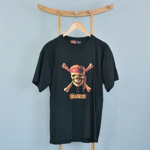 Retro-Men-039-s-Black-Cotton-Pirates-of-the-Carribbean-TShirt-Vintage-Medium-38-40