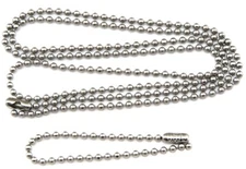 30" & 5" Inch Stainless Steel 2.4 mm Ball Chain Military Dog Tag Necklace Set