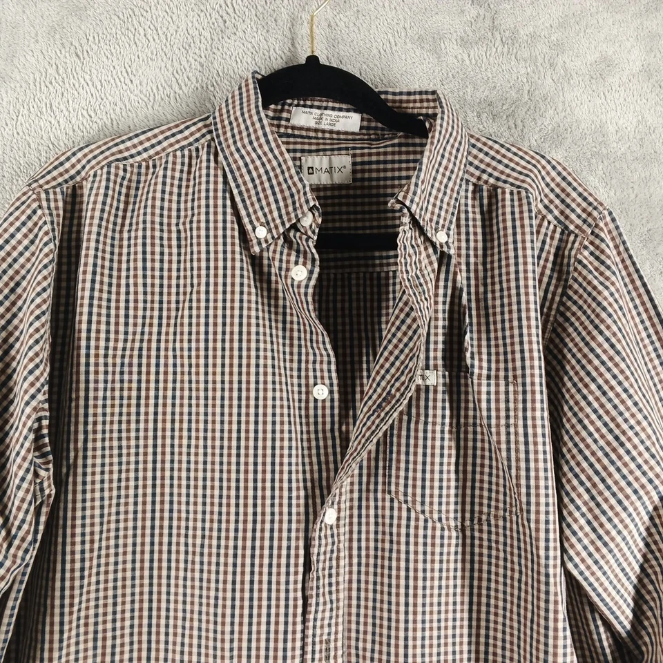 MATIX Men Slim Fit Button Down Shirt Size LARGE Woven Multicolor Cotton Blend - Image 3 of 4