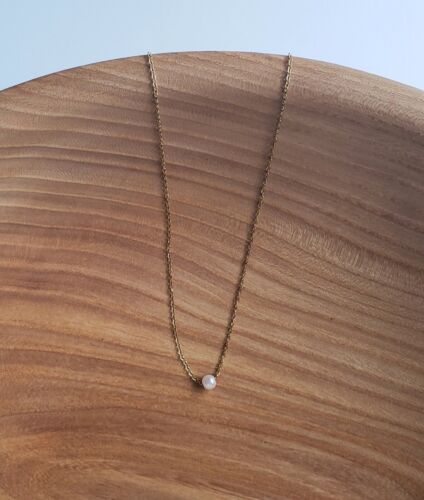 Einzelne Perlenkette, zierliche Perlenkette minimalistisch 18 Karat vergoldet Kette
