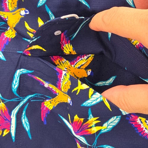 Coolibar Long Sleeve Mens Nassau Fishing Shirt XL Navy Blue Parrot UPF 50+ - Picture 9 of 23