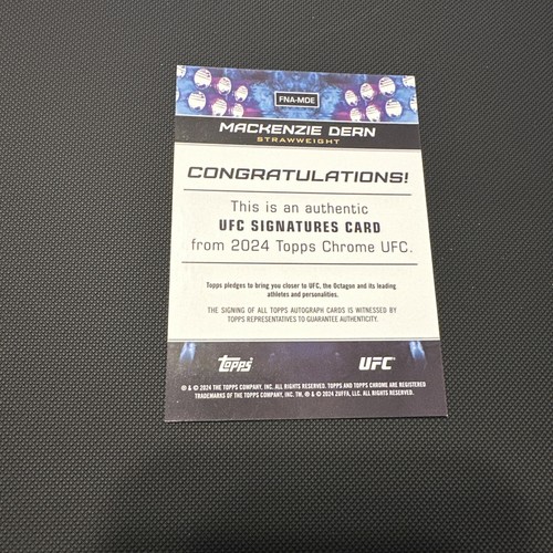 2024 TOPPS CHROME UFC MACKENZIE DERN UFC SIGNATURES AUTOGRAPH FNA-MDE - Picture 5 of 8