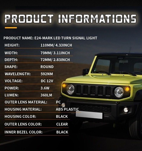 Schwarz Ersatz LED Front Blinker Licht Lampe Trim Kit für Suzuki Jimny 2019-23 - Bild 10 von 11