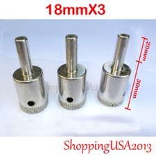 3 Pcs 18mm Diamond Drill Bits Set Hole Saw Cutter Glass Marble Ceramic Granite