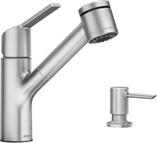 Moen 87701SRS Sombra One-Handle Kitchen Faucet with Soap Dispenser Stainless St