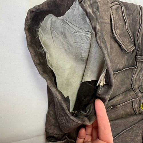 Doma Lamb Leather Mini Shorts 28" S Grey Brown Washed Vintage Finish $500 - Bild 10 von 18