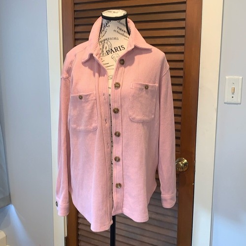 Time and Tru Light Pink Waffle Knit Button Down Shirt Women’s Medium