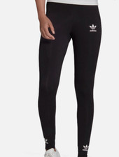 Adidas Originals Women's XS Black Pull On Mid Rise Logo Leggings NWT