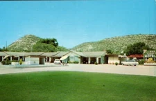Sun Valley Ranch Hotel Front View Sign Junction Texas Cars Postcard