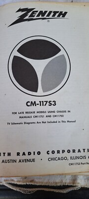 Vintage ZEINTH Manuals Cm-117S3,CM-119,CM-120, CM-119S2 Used