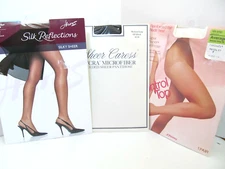 3 Pr Control Top Pantyhose Silk Reflections Super Shaper Sheer Caress Sz Med G