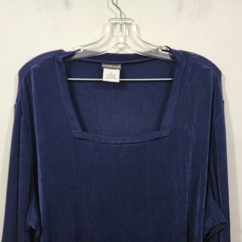 Citiknits 2X Shirt Top Navy Square Neck Travel Stretch 3/4 Sleeve Plus Classic - Picture 2 of 24