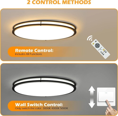 65W Dimmable LED Flush Mount Ceiling Light with Remote, 32" Oval Brush Nickel - Picture 13 of 23