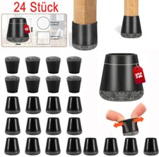 24x Fußkappen mit Filz Stuhlbeinkappen Möbel Tischfuß Socken Bodenschutz Schoner