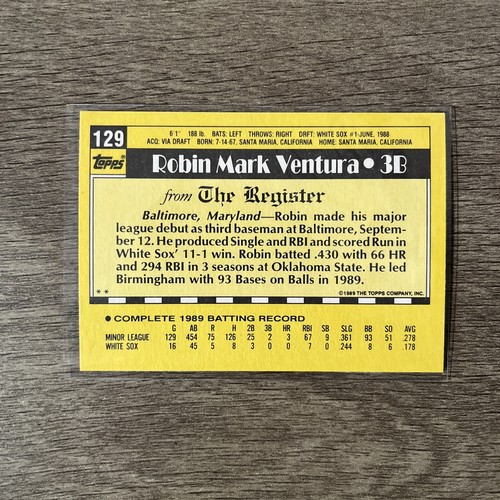 1989-90 Topps Major League Debut 1989 Box Set Robin Ventura #129 Rookie RC - Picture 2 of 2