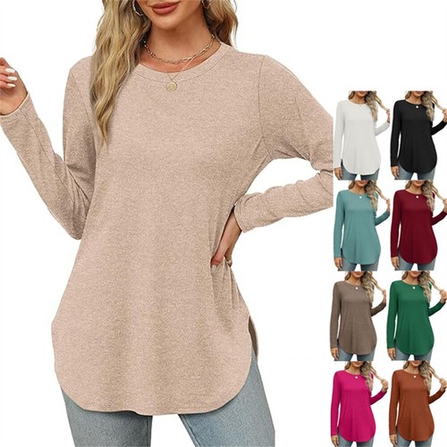 Women's Crew Neck T Shirt Long Sleeve Tops Shirt Loose Fit Casual Blouse
