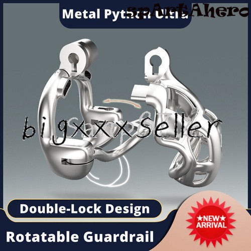 Male Stainless Steel Ultra Cage Double-Lock Guardrail Male Chastity Device - Picture 2 of 10