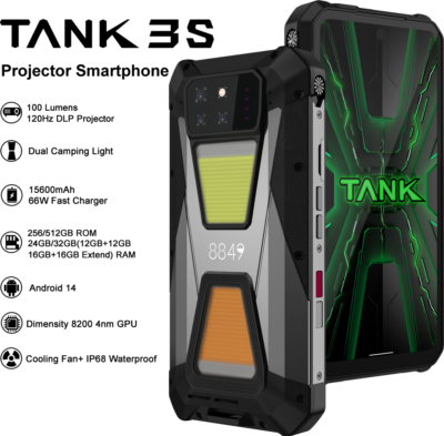 Unihertz 8849 TANK 3s DLP Projektor 5G ROBUSTES Handys 32GB+512GB