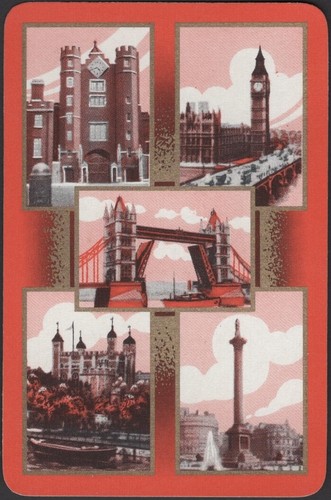 Playing Cards Single Card Old Vintage LONDON LANDMARKS Art Picture TOWER BRIDGE