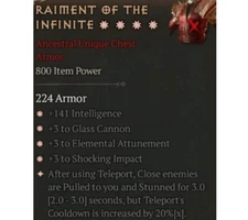 Diablo 4 S10 Raiment Of The Infinite 4GA 3 Max Unique Chest Armor Gear Equipment