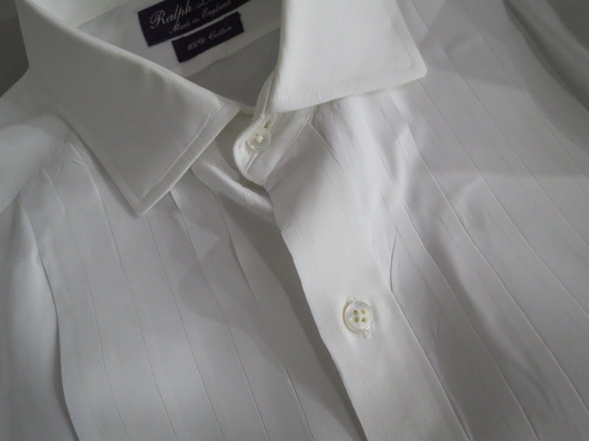 ralph Lauren purple label ダブルカフス　ドレスシャツ Ralph Lauren purple label England French cuff white Tuxedo dress