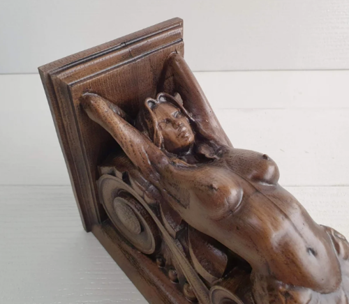 Corbel Mermaid of wood Decorative Carved Wooden Corbel 1pc Wall Hanging Decor - Picture 5 of 8