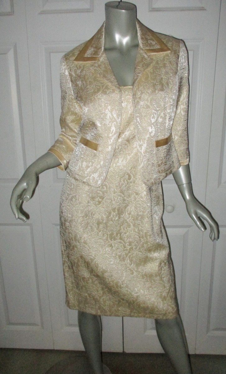 JOSEPH RIBKOFF Gold Metallic Sleeveless Dress & Matching Jacket Size 6 JOSEPH RIBKOFF Gold Metallic Sleeveless Dress & Matching Jacket Size 6
