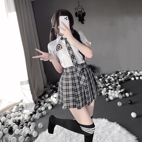 Women Sexy Lingerie Temptation Student Role Play Uniform School Girl Cosplay Set