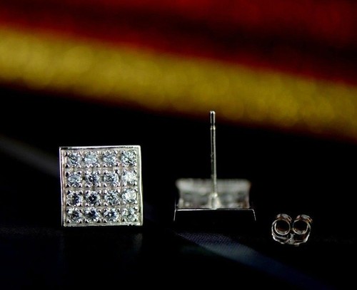 Pendientes de 14 quilates de oro amarillo o blanco Fancy Square CZ - Imagen 14 de 15