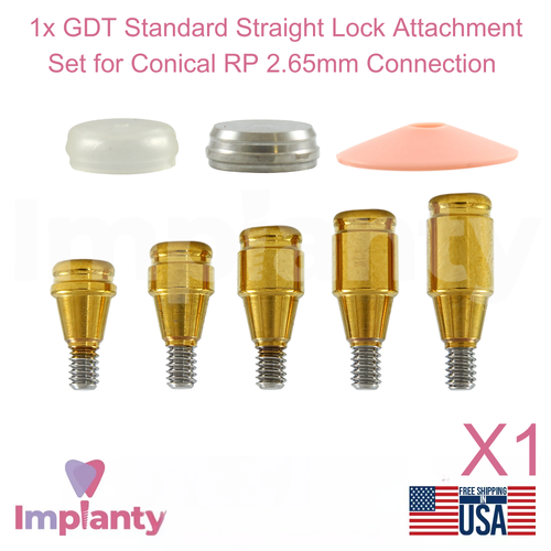 1x Dental Straight Lock Attachment Standard Silicone Set Conical Hex RP 2.65mm - Imagen 1 de 12