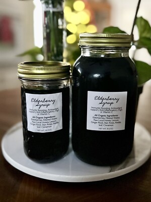 Organic Elderberry Syrup Immunity Health Sugar Free Supplements (16 Fl Oz)