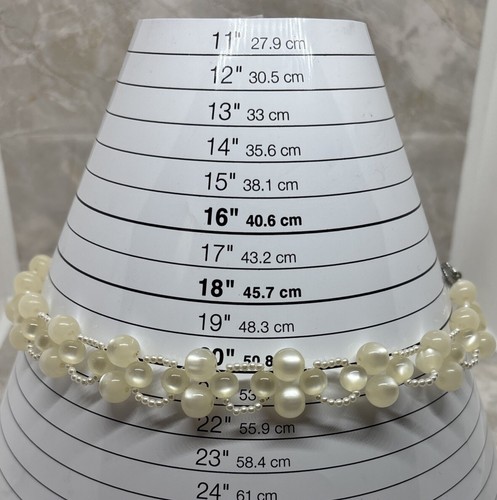 Vtg White Lucite Moon Glow Necklace Graduated Beads 20”(NR-N)Cos35 - Picture 3 of 8