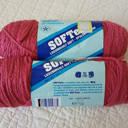 Lot 4 Softelle Red 437 & Purple 455 Medium Weight #4 Yarn 3oz Skeins New Vtg - Picture 13 of 24
