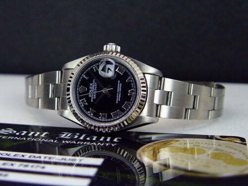 ROLEX - 26mm Ladies 18kt White Gold & SS DateJust Black Roman 79174 - SANT BLANC - Picture 4 of 7
