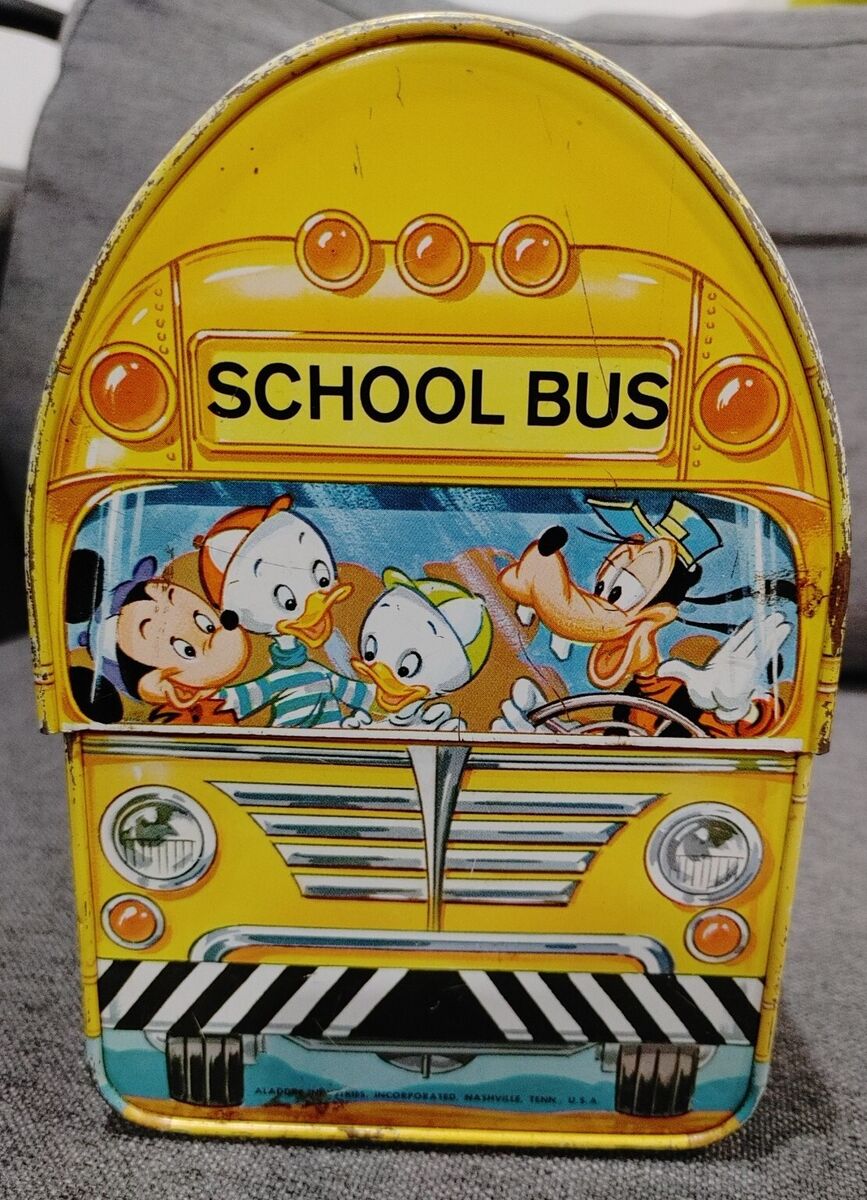 Vintage 1960's Walt Disney School Bus Dome Metal Lunch Box Vintage 1960's Walt Disney School Bus Dome Metal Lunch Box