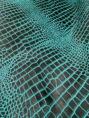 Crocodile Embossed Turquoise Blue Color (100% Genuine skin)