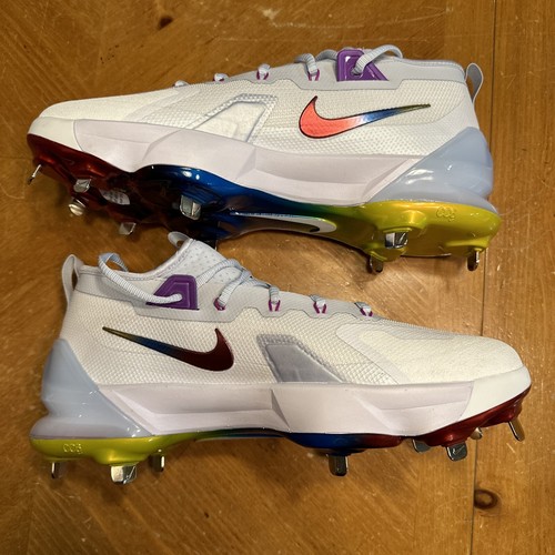 Men Nike Force Zoom Trout 9 Elite White Rainbow Baseball Cleats FV4575-106 Sz 12 - Picture 2 of 7