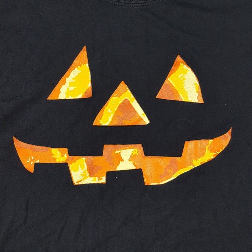 Y2K Kürbis Halloween Laterne verblasst schwarz Herren Large Retro T-Shirt Smiley Vintage - Bild 2 von 7