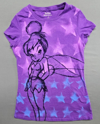 Disney Parks Tinker Bell Peter Pan Purple Star T-shirt Teen's Size Large