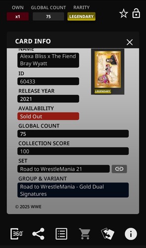 Topps WWE Slam 2021 Alexa Bliss Bray Wyatt RTWM Gold Sig Legendary 75cc DIGITAL - Picture 2 of 2