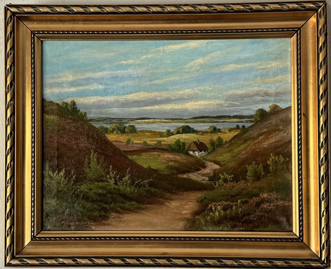 K HANSEN ANTIQUE DANISH PLEIN AIR LANDSCAPE OIL PAINTING OLD