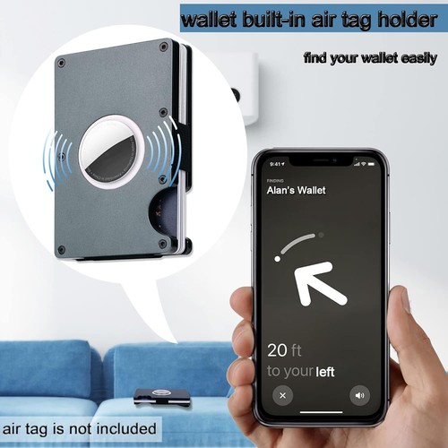 AirTag Wallet, Slim Minimalist Tactical Wallet w Money Clip AirTag Holder RFID - Picture 3 of 7