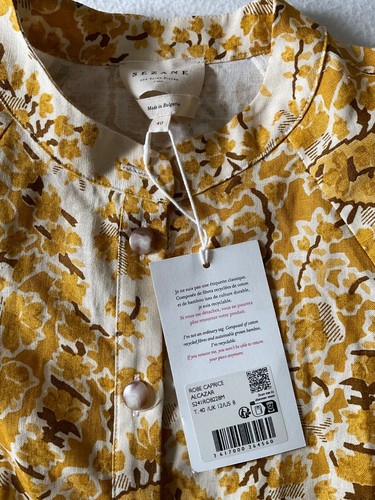 Neu mit Etikett Sezane Caprice Kleid Alcazar gelb geblümt Leinen Gr.40 Brustumfang 37 fällt klein aus US6 - Bild 4 von 8