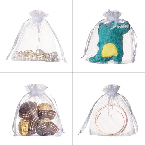 100PCS White Organza Jewelry Bags Drawstring 3 x 4 inch Little Mesh Pouch NEW - Picture 7 of 7