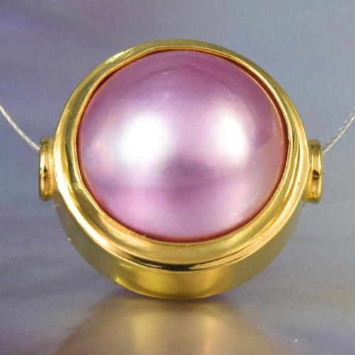 12.80mm Brillante Rosa Mabe Abalorios Perlas & Oro Vermeil Más Plata de Ley - Imagen 2 de 14