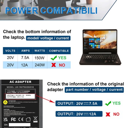 33W-230W Laptop Adapter Charger For Asus ROG Strix Zenbook Vivobook Flip14 15 17 - Picture 41 of 58