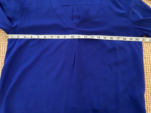 J. Crew Size 8 100% Silk V-neck Popover Top Blouse Royal Blue Long Sleeve E2750 - Picture 6 of 10