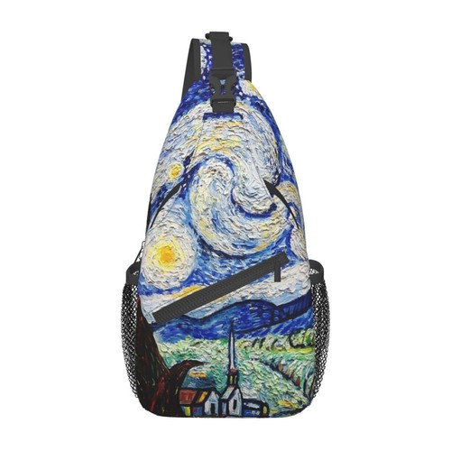 GTEVUTS Starry Painting Night Blue Sling Backpack, Fashion Casual Crossbody C... - Picture 2 of 6